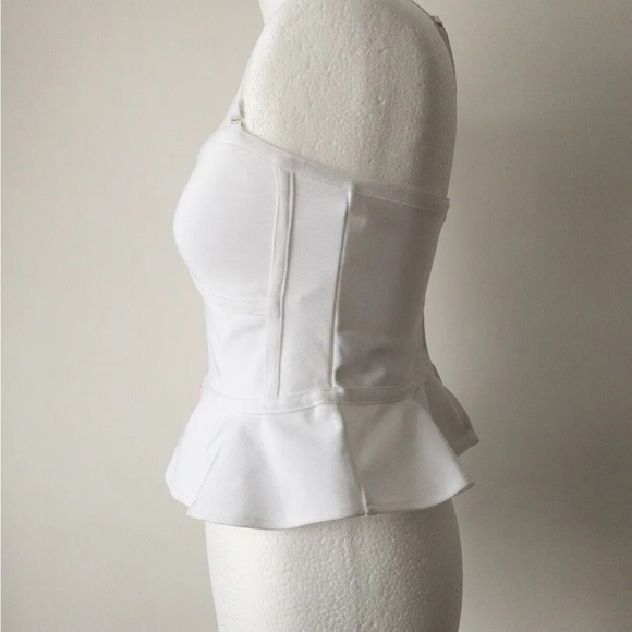 Wow Couture White Cropped Peplum Bandage Corset Top Sizes S, L - Picture 3 of 5